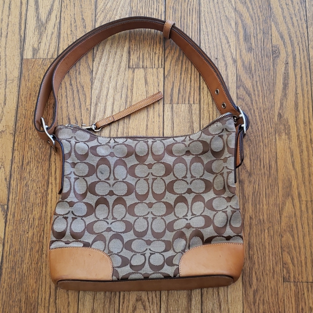 Coach signature canvas and leather purse- tan